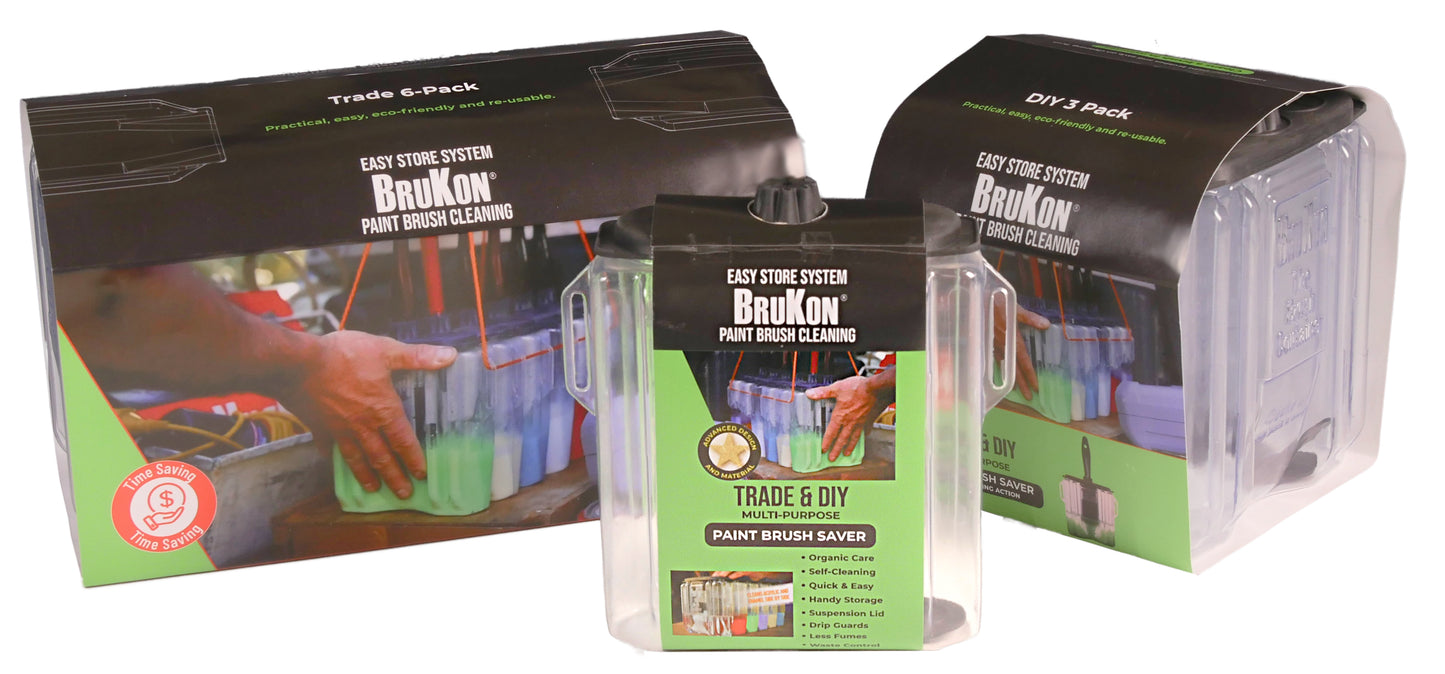 BruKon DIY 3 Pack Pallet – Bulk Paint Brush Cleaning Containers (216 Packs)