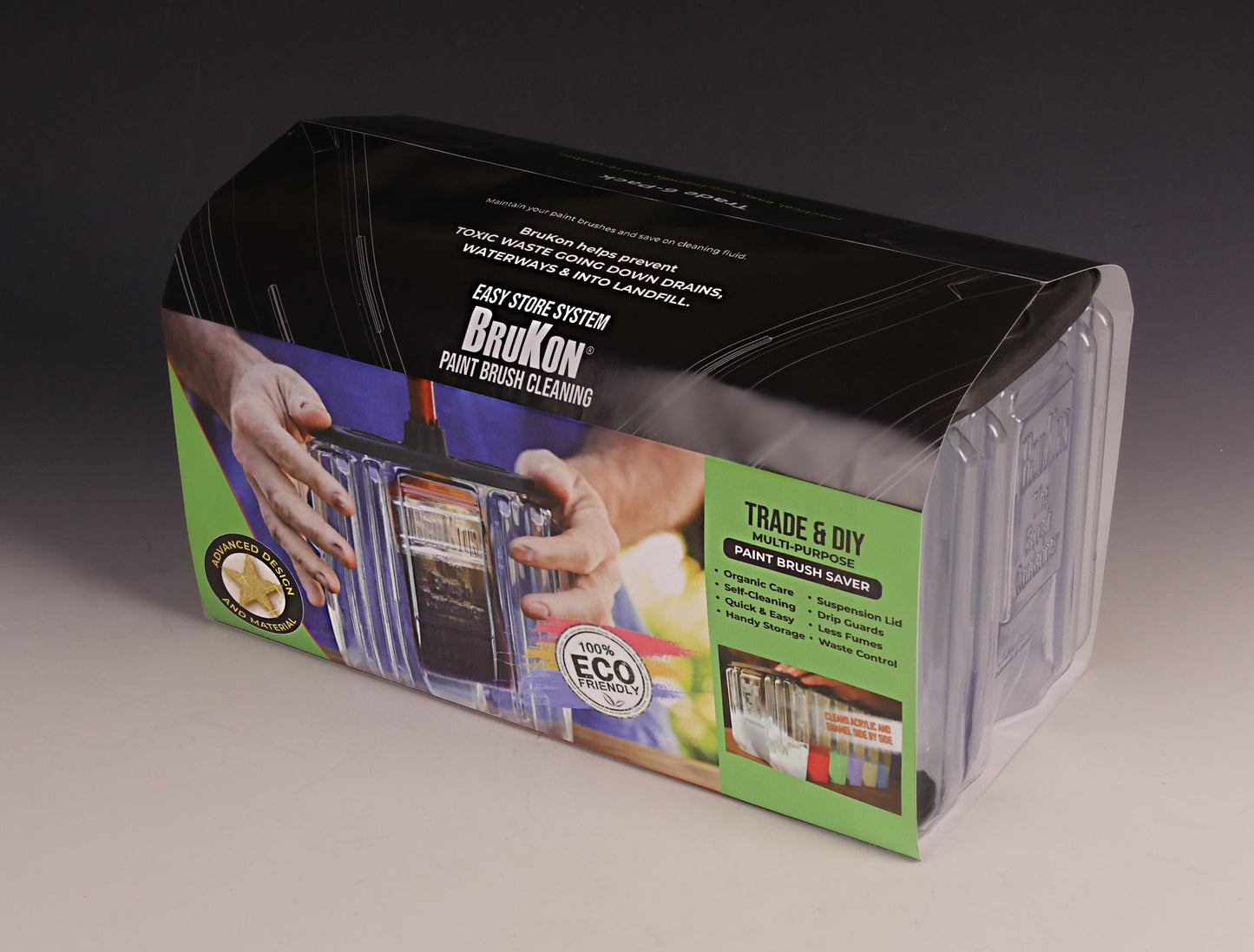 Trade six-pack brush cleaner with handle