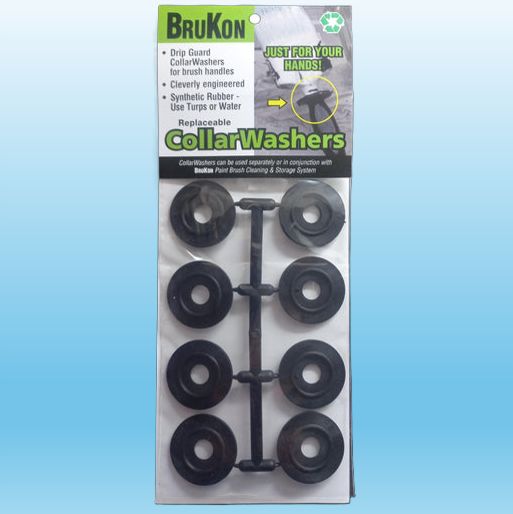 Pack of BruKon Collar Washers on a blue background